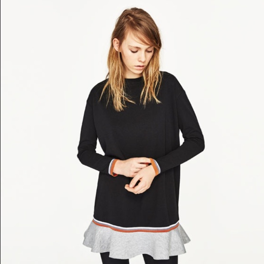 ZARA -Black Hem Dress NEW